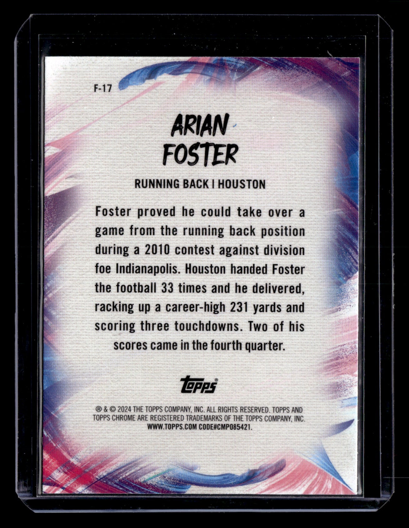 Arian Foster 2024 Topps Chrome #F-17 Finesse Pink Refactor