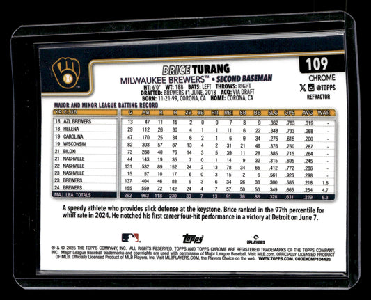 Brice Turang 2025 Topps Chrome #109 Refractors