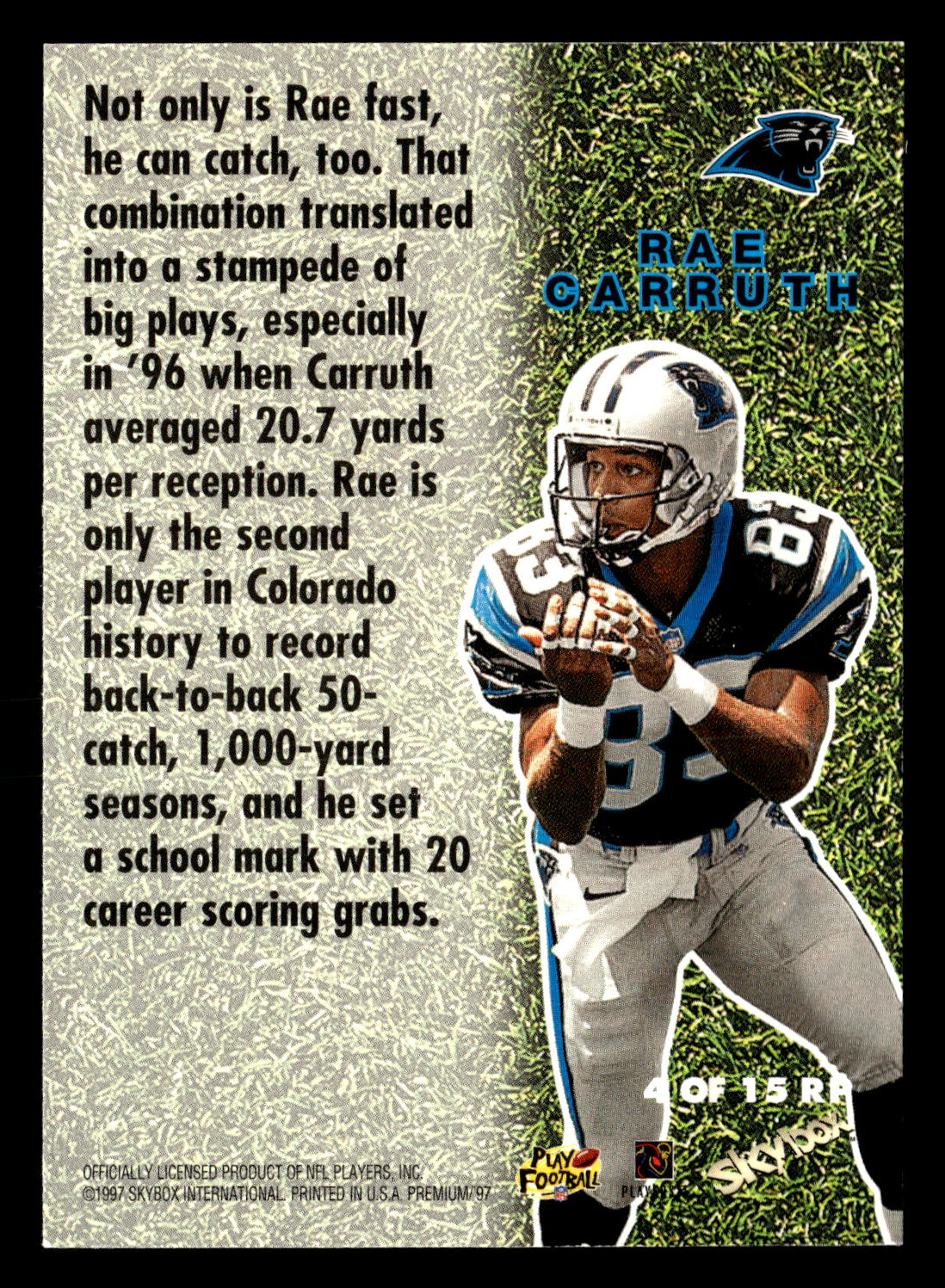 Rae Carruth 1997 SkyBox Premium #4RP Rookie Preview