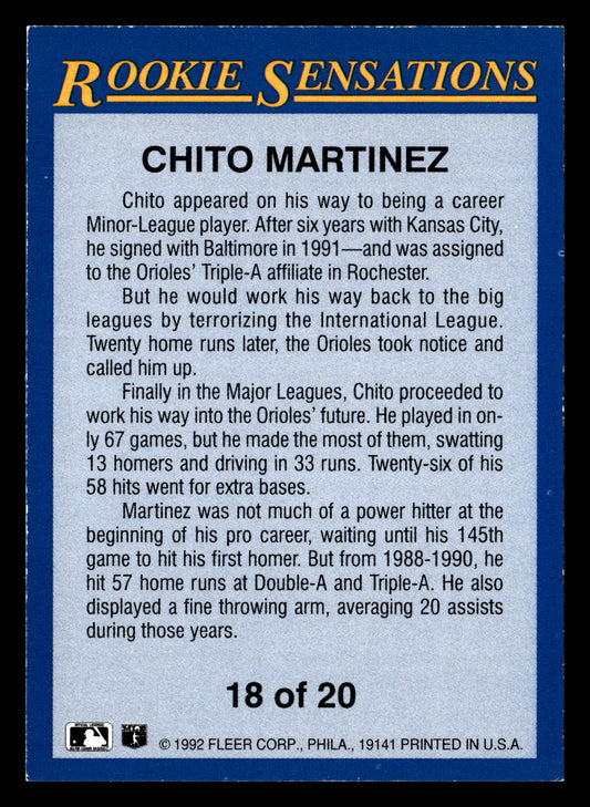 Chito Martinez 1992 Fleer #18 Rookie Sensations