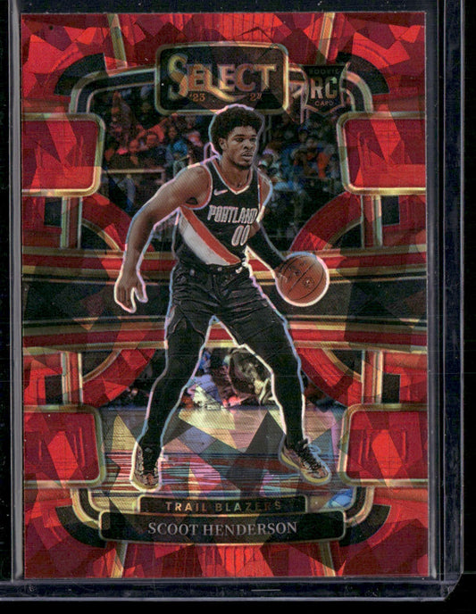Scoot Henderson 2023-24 Panini Select #77 Red Cracked Ice Prizms Rookie RC