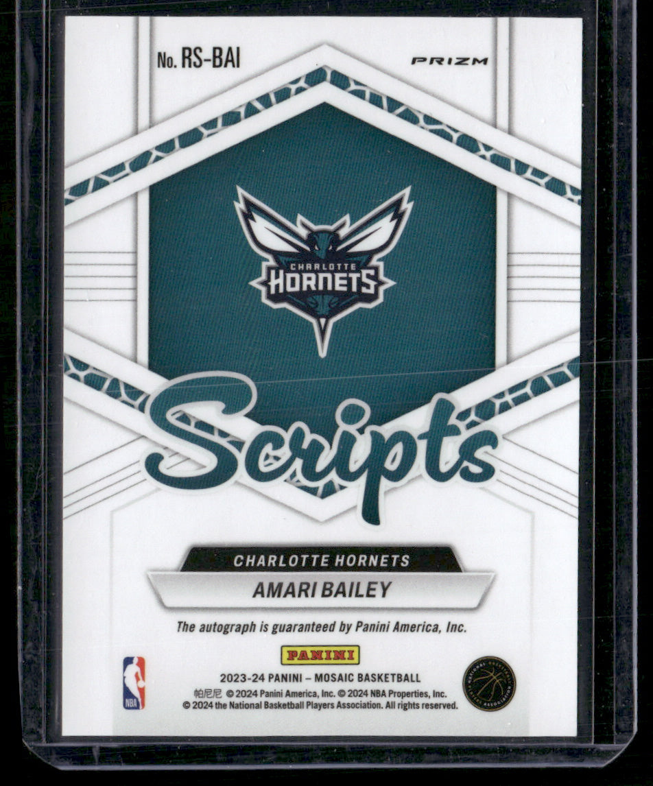 Amari Bailey 2023-24 Panini Mosaic #RS-BAI Rookie Scripts AU