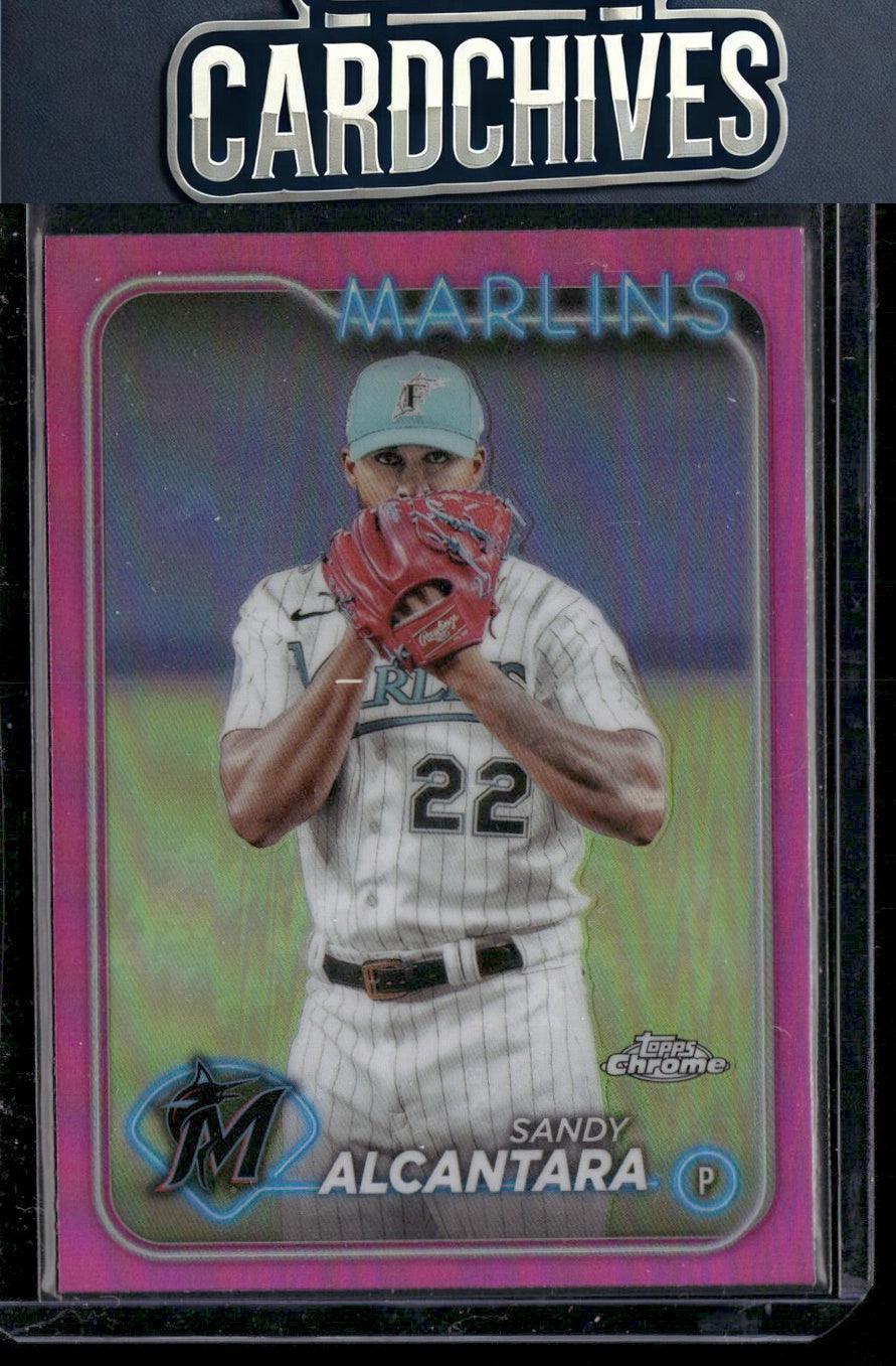 Sandy Alcantara 2024 Topps Chrome #138 Pink Refractors