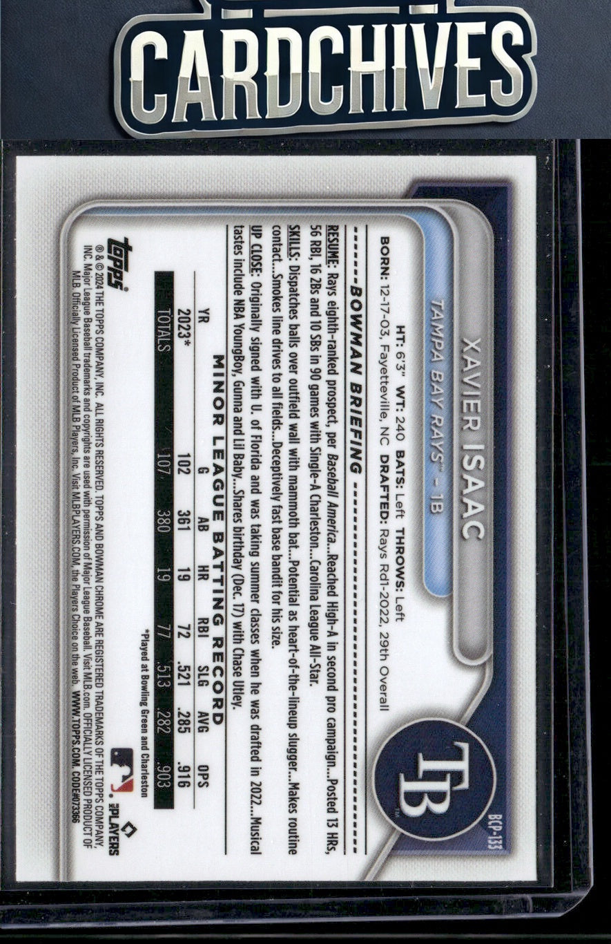 Xavier Isaac 2024 Bowman #BCP-133 Chrome Prospects Mojo Refractors