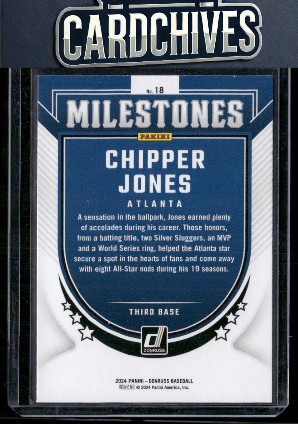 Chipper Jones 2024 Donruss #18 Milestones