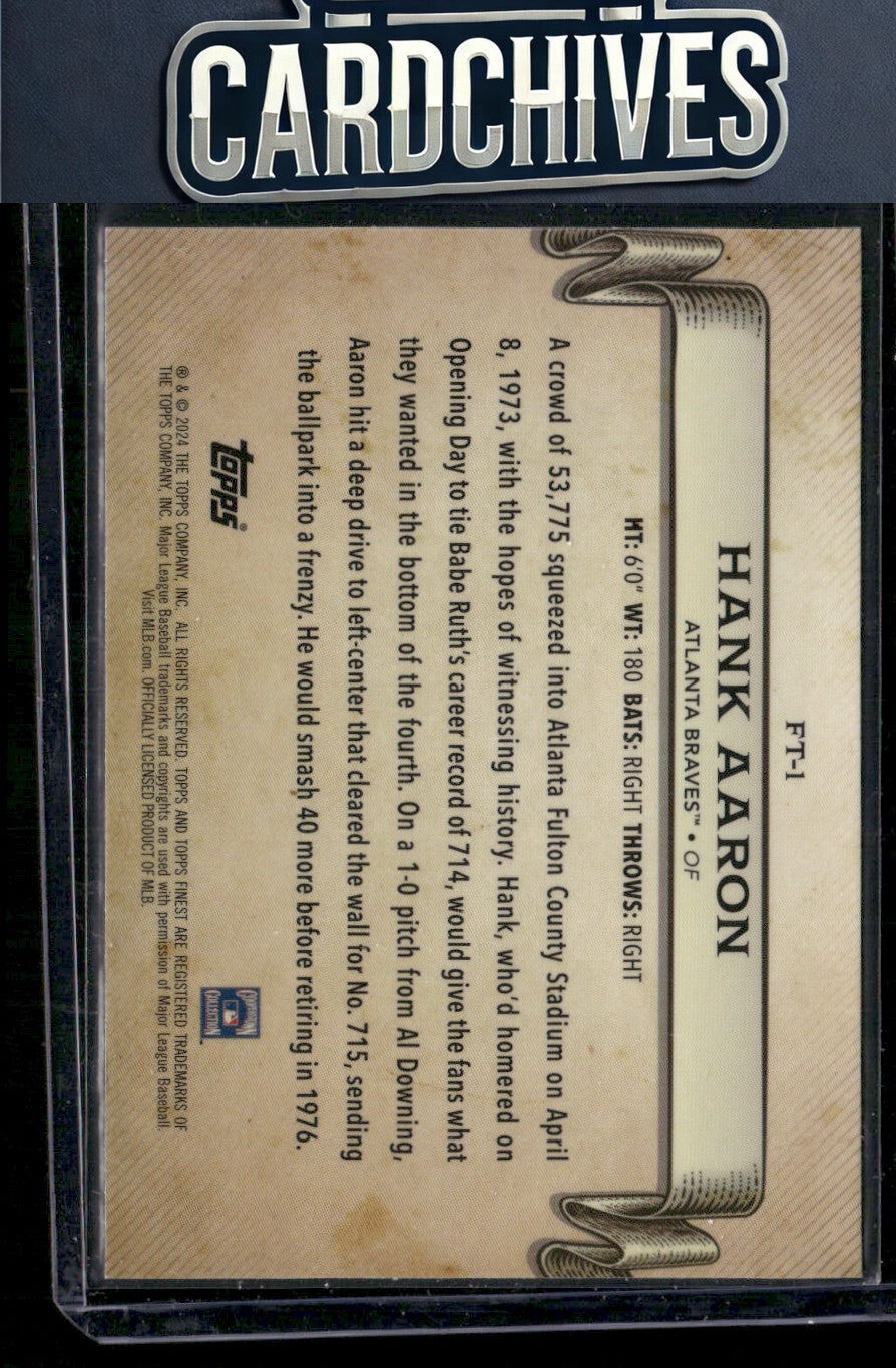 Hank Aaron 2024 Finest #FT-1 Finest Timelines