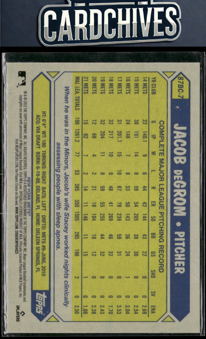 Jacob deGrom 2022 Topps Chrome #87BC-7 1987 Topps Baseball 35th Anniversary