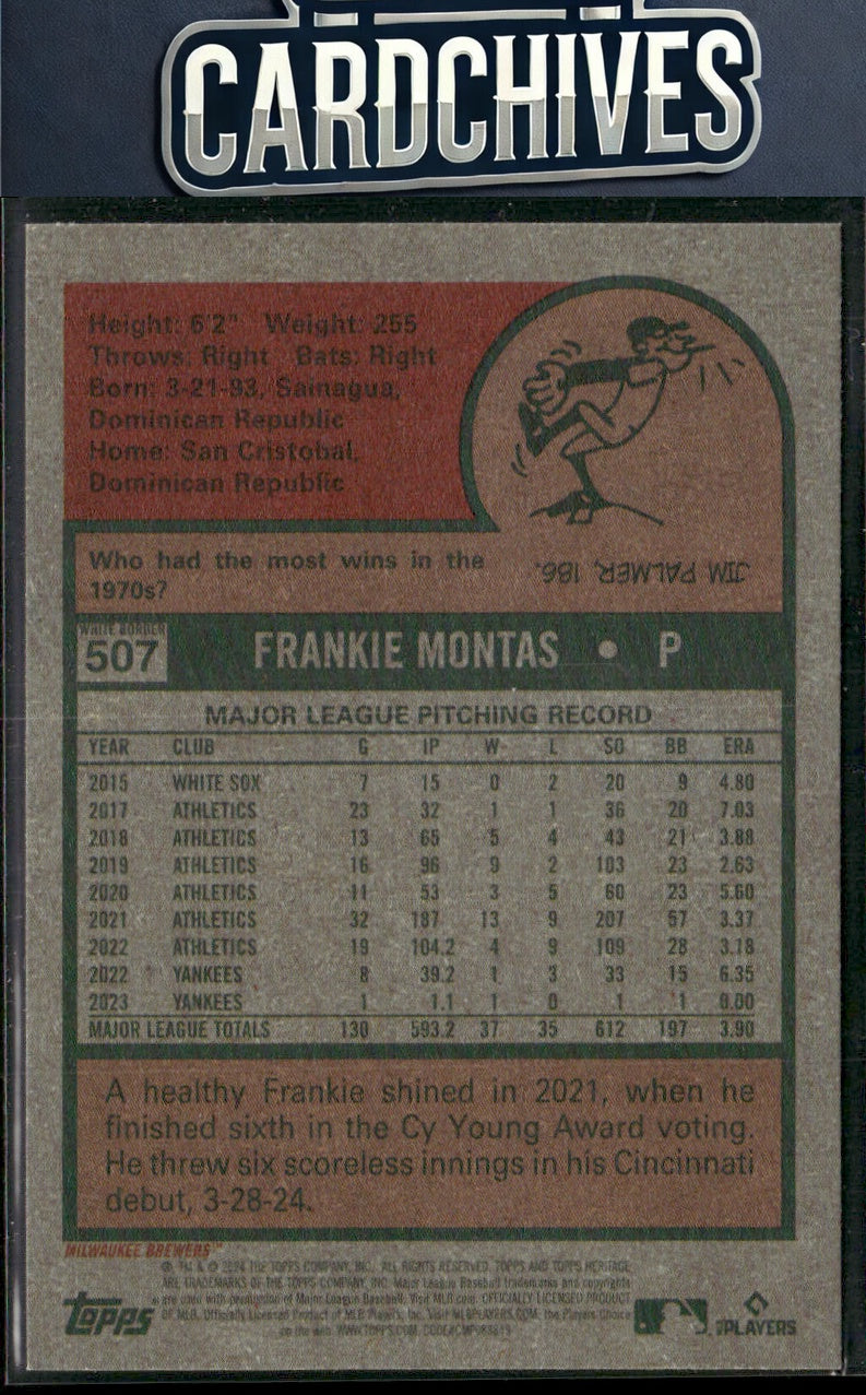 Frankie Montas 2024 Topps Heritage #507 Green Border