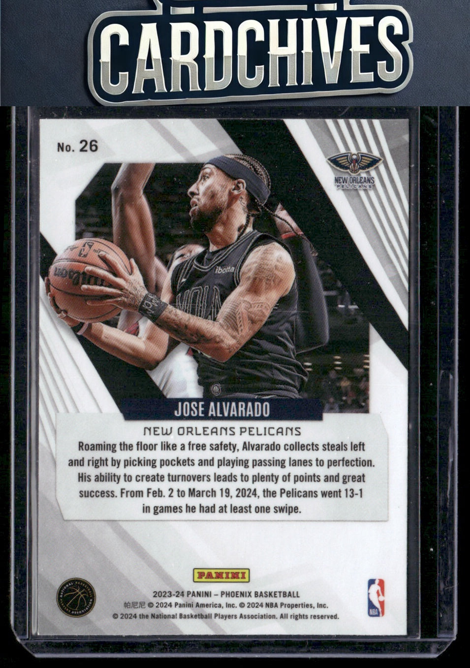 Jose Alvarado 2023-24 Panini Phoenix #26 Phoenix Red Ice