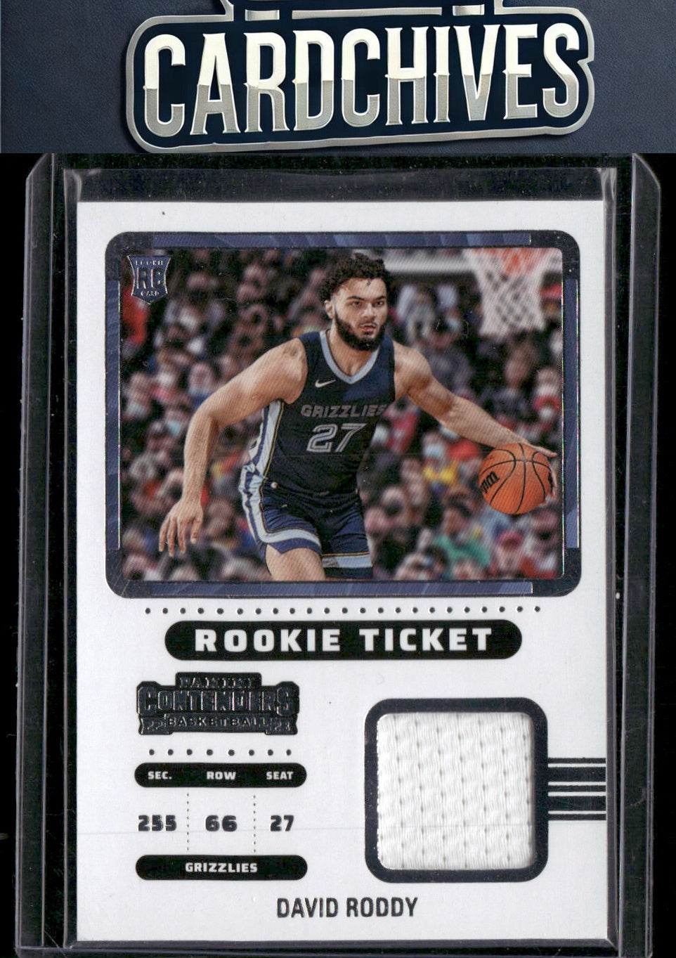 David Roddy 2022-23 Panini Contenders #RTS-DRM Rookie Ticket Swatches MEM