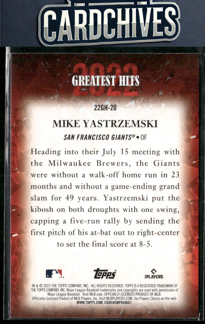 Mike Yastrzemski 2023 Topps #22GH-20 2022 Greatest Hits