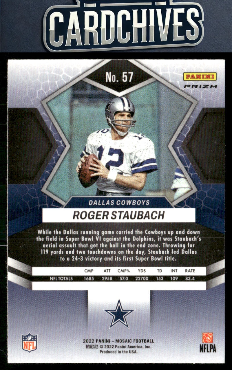 Roger Staubach 2022 Panini Mosaic #57 Mosaic Camo Pink