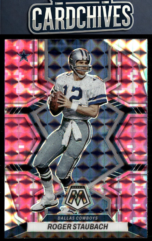 Roger Staubach 2022 Panini Mosaic #57 Mosaic Camo Pink