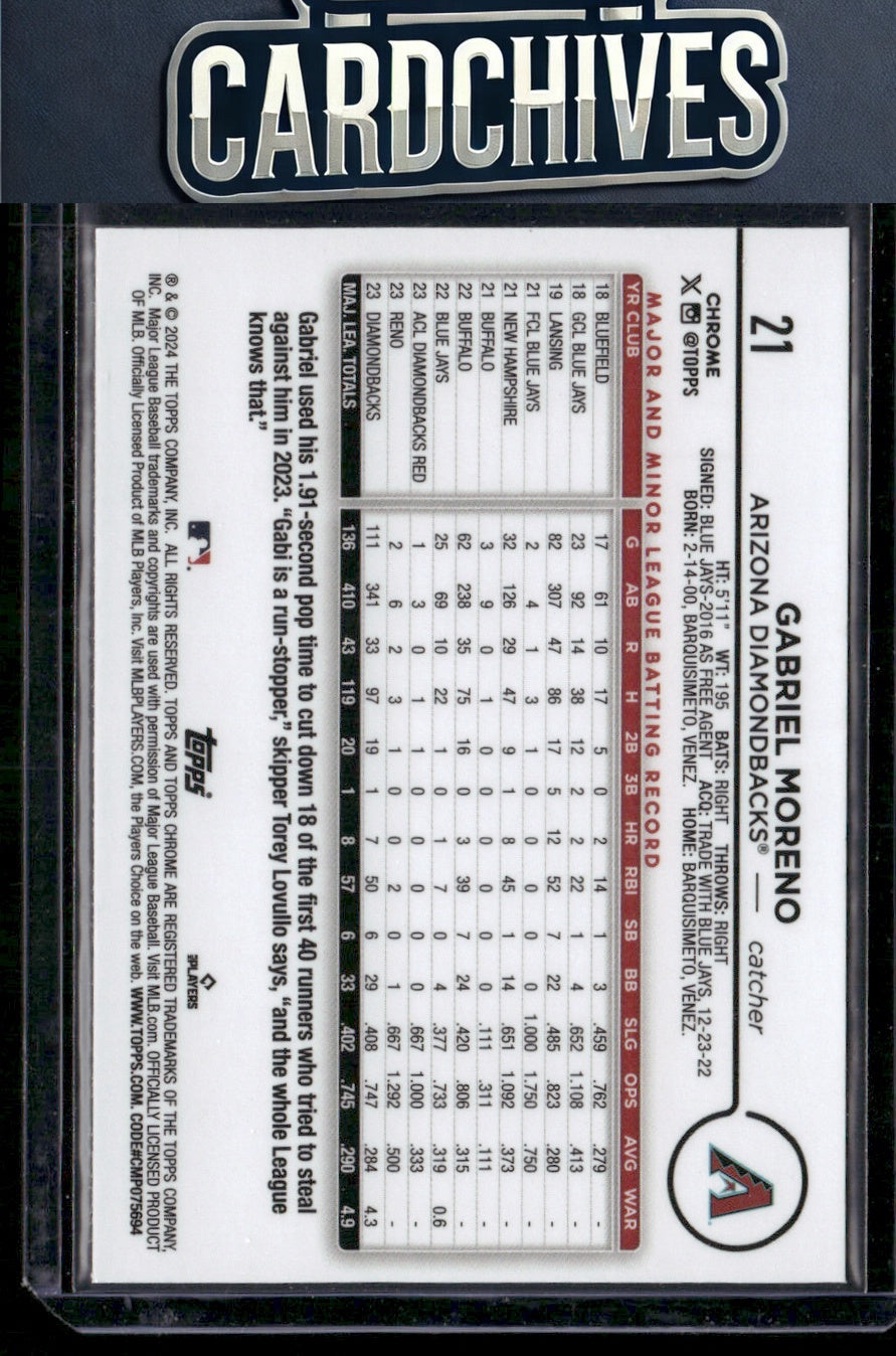 Gabriel Moreno 2024 Topps Chrome #21 Prism Refractors