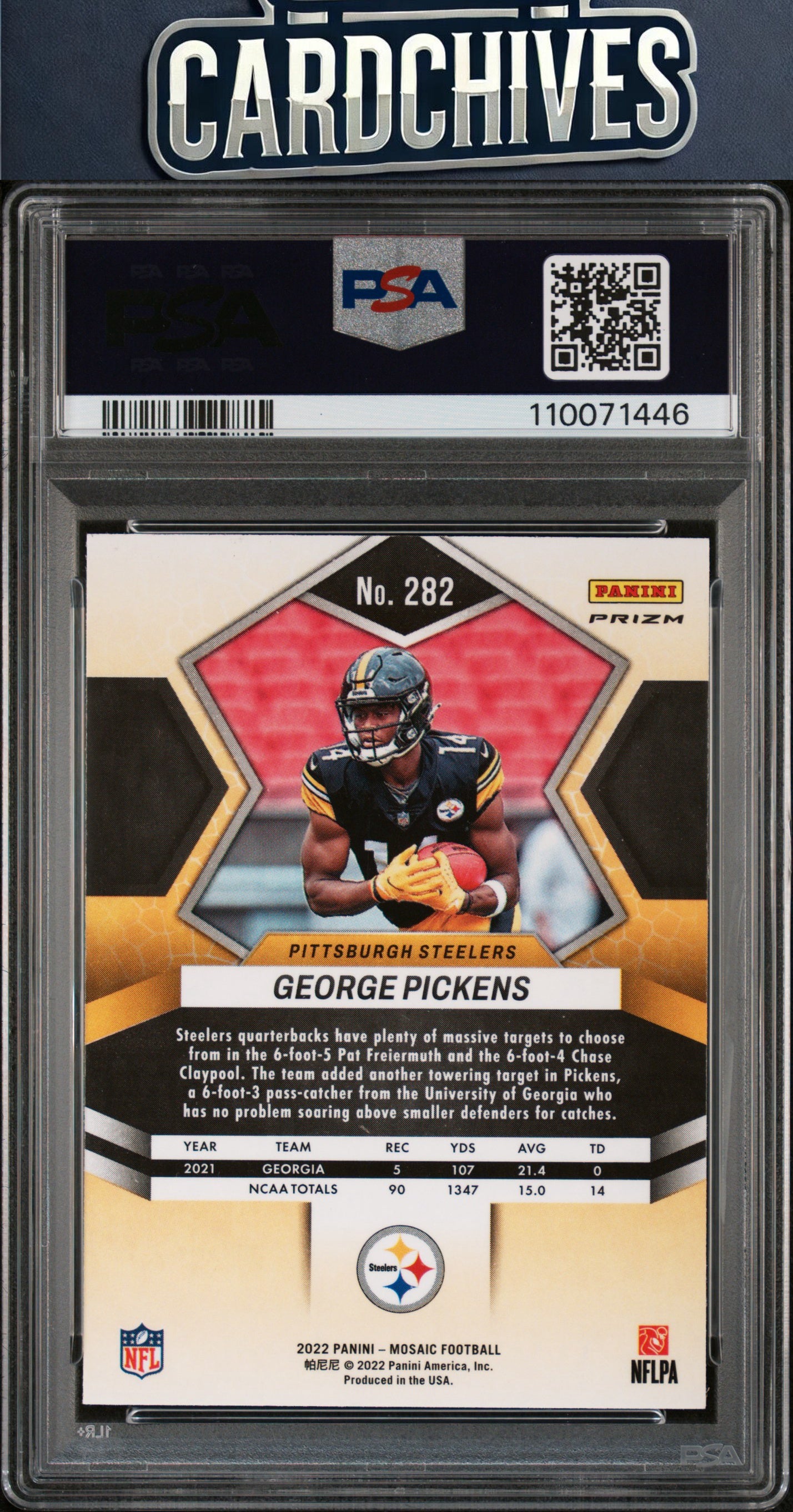 George Pickens 2022 Panini Mosaic #282 Honeycomb PSA 10 GEM MT