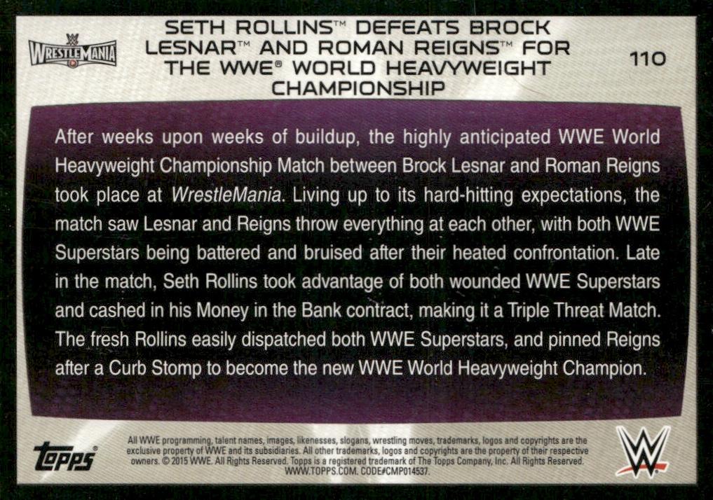 Seth Rollins 2015 Topps WWE Road to Wrestlemania #110