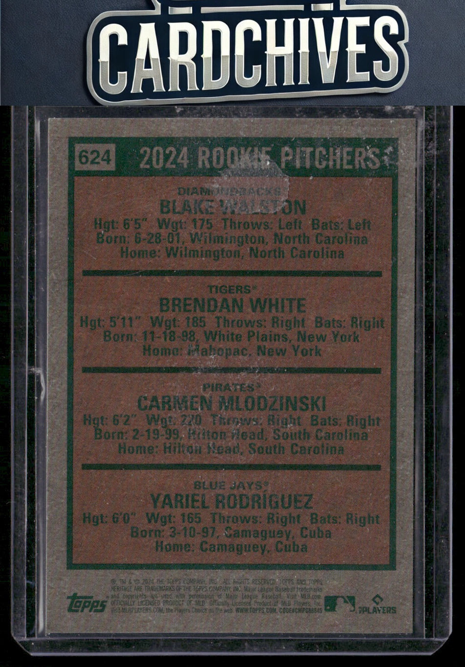 2024 Rookie Pitchers (Walston/White/Rodríguez) Heritage #624 Silver /225
