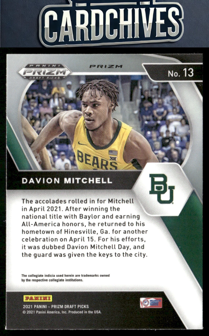 Davion Mitchell 2021 Panini Prizm Draft Picks #13 Red White Blue