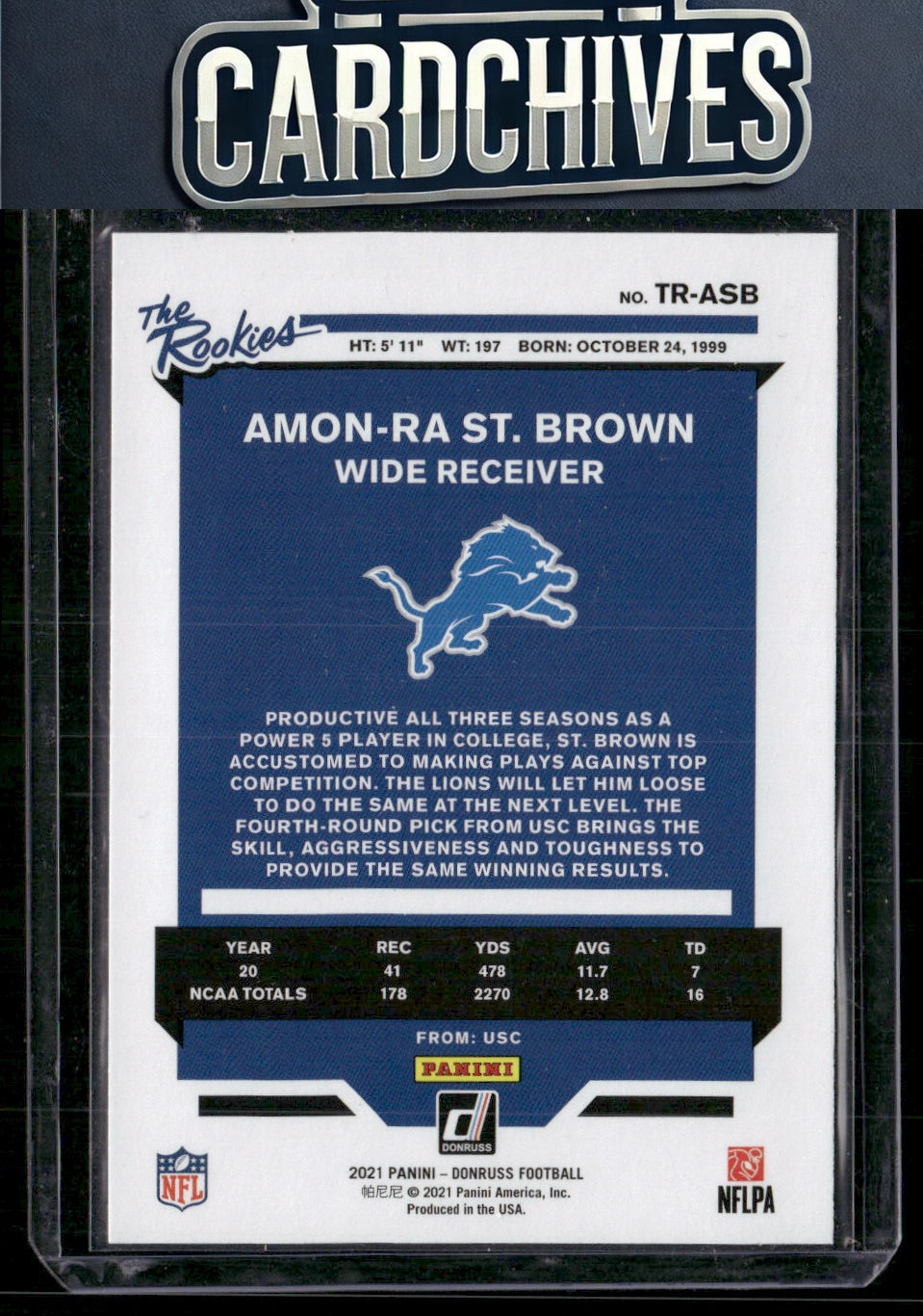 Amon-Ra St. Brown 2021 Donruss #TR-ASB The Rookies