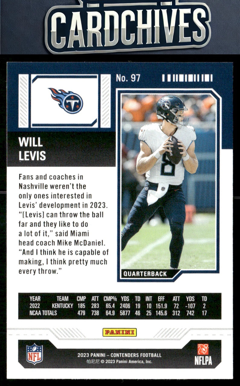 Will Levis 2023 Panini Contenders #97 Rookie RC