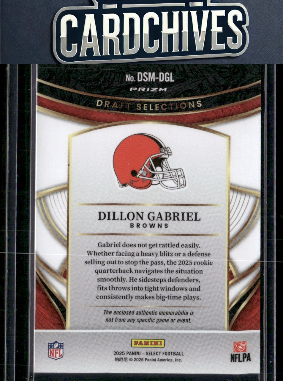 Dillon Gabriel 2025 Panini Select #DSM-DGL Draft Selections Memorabilia Blue