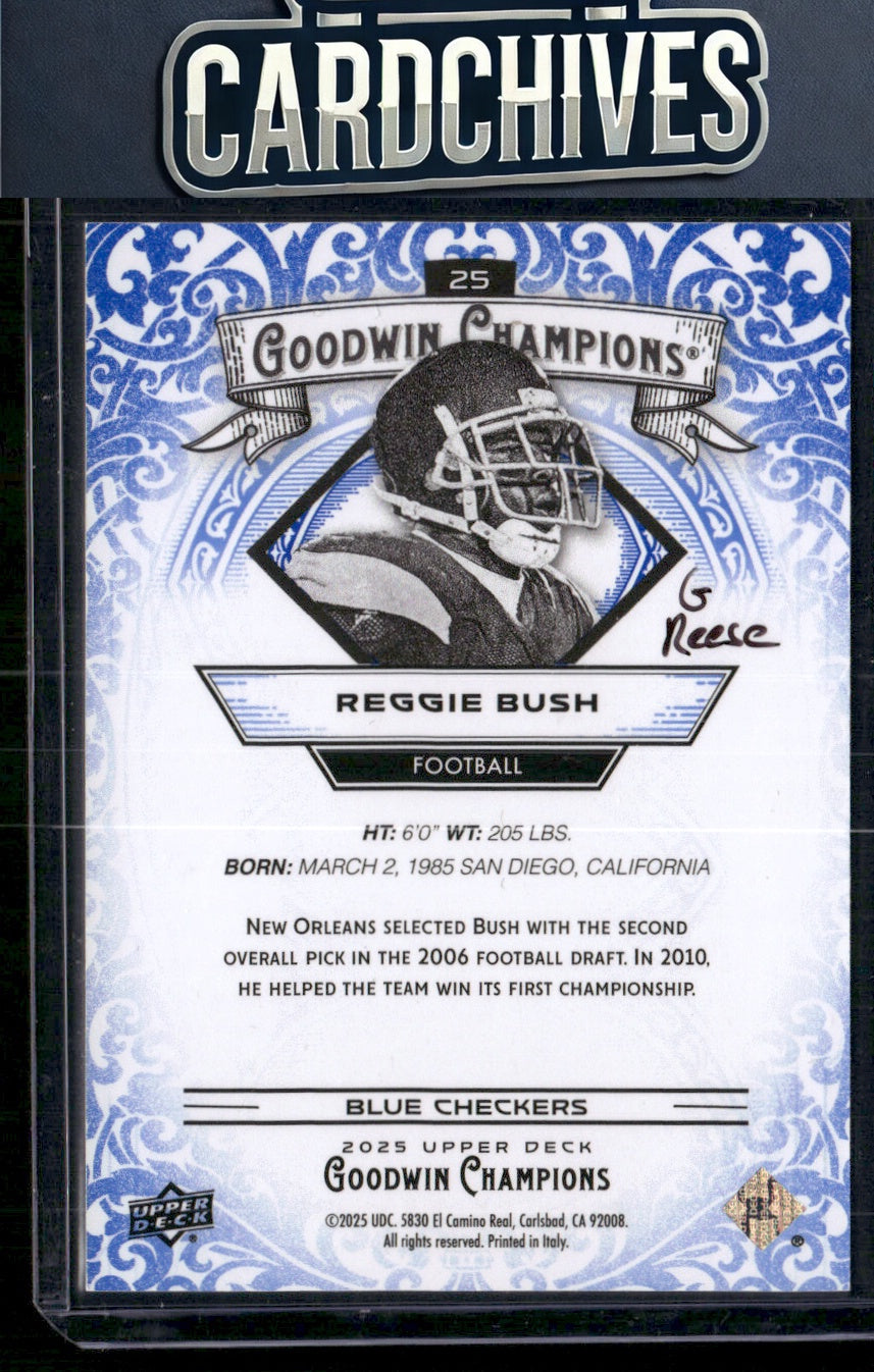 Reggie Bush 2025 Upper Deck Goodwin Champions #25 Blue Checkers #/249 SN