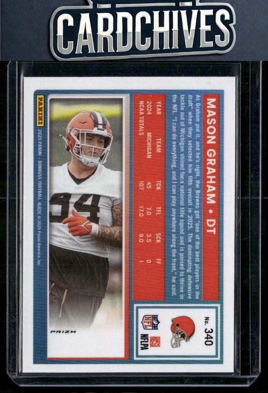 Mason Graham 2025 Donruss #340 Optic Rated Rookies Preview Pink Rookie