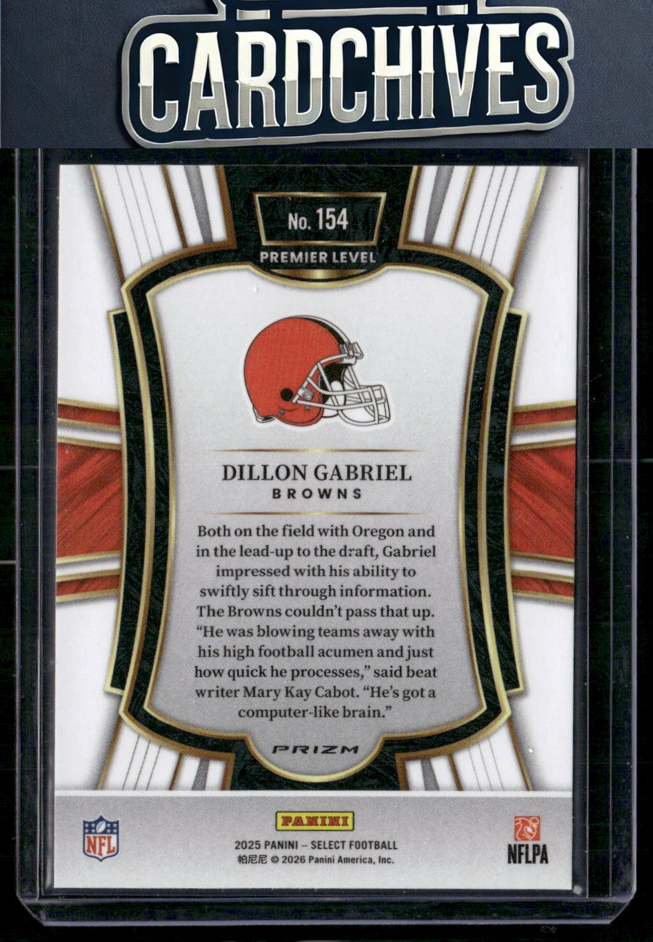 Dillon Gabriel 2025 Panini Select #154 Green and Yellow Prizm Shock
