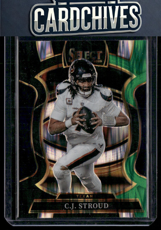 C.J. Stroud 2025 Panini Select #34 Black and Green Prizm Shock