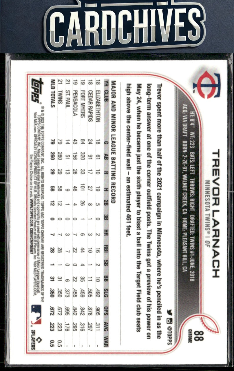 Trevor Larnach 2022 Topps Chrome #88 Pink Refractor