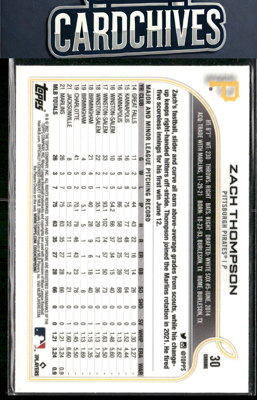 Zach Thompson 2022 Topps Chrome #30 Rookie RC