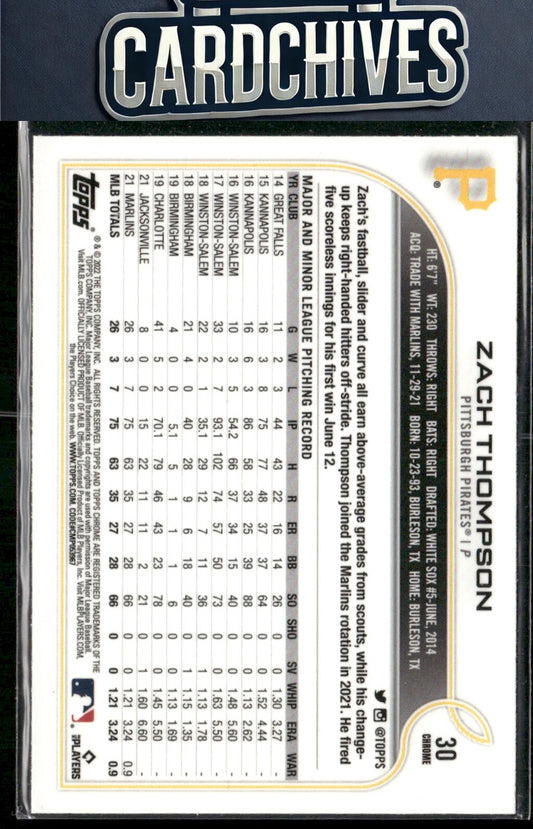 Zach Thompson 2022 Topps Chrome #30 Rookie