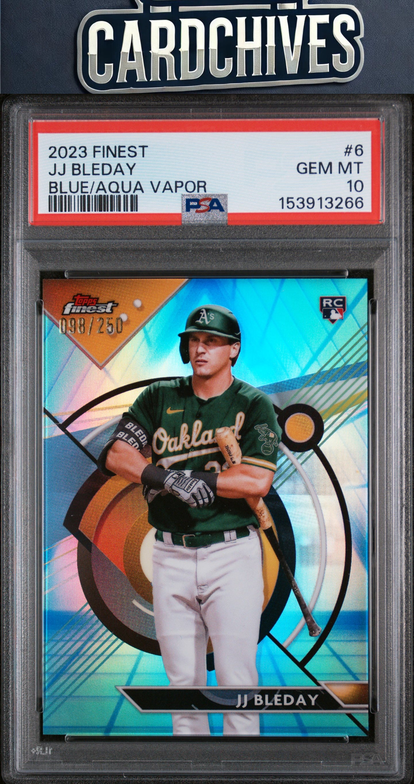 JJ Bleday 2023 Finest #6 Blue/Aqua Vapor #/250 PSA 10 GEM MT POP 1 🔥