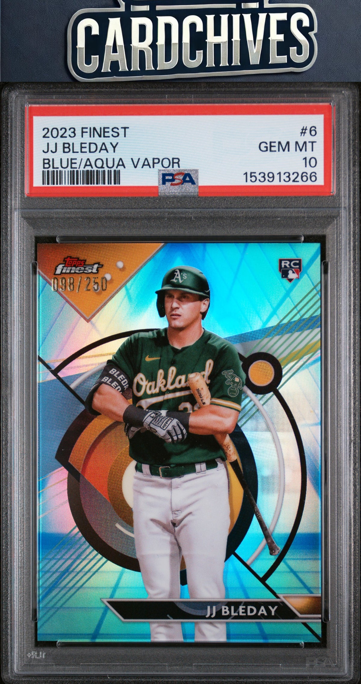JJ Bleday 2023 Finest #6 Blue/Aqua Vapor #/250 PSA 10 GEM MT POP 1 🔥
