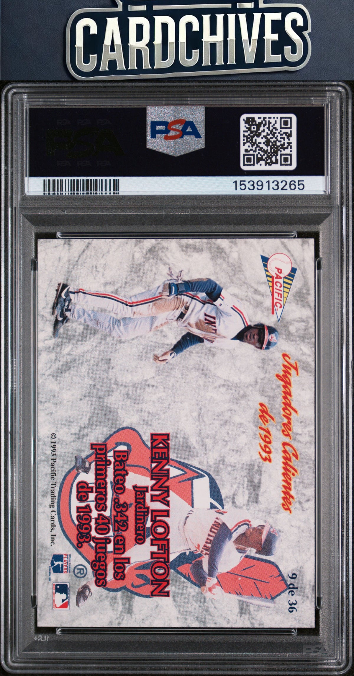 Kenny Lofton 1993 Pacific Spanish #9 Jugadores Calientes PSA 9 MINT