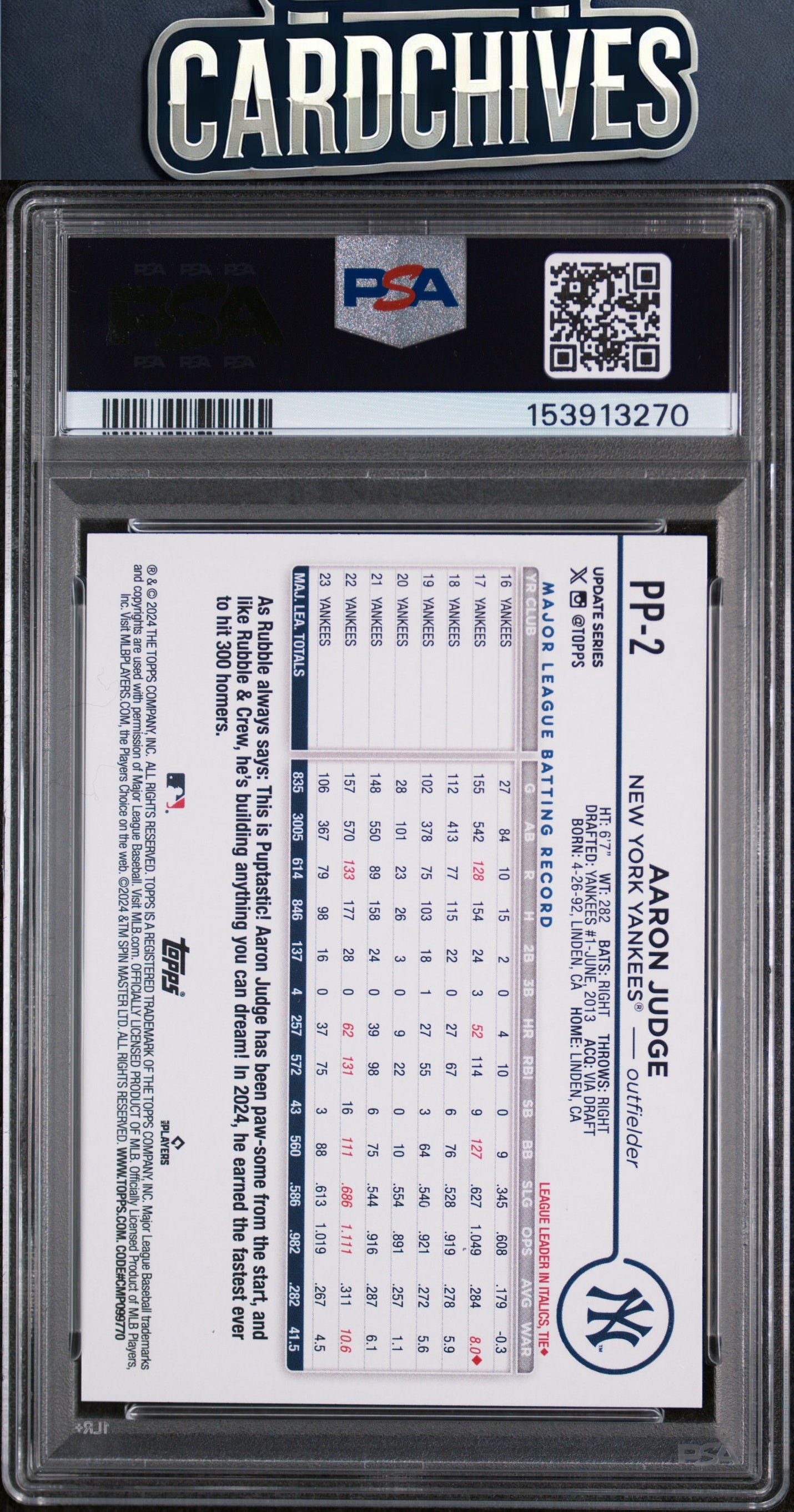 Aaron Judge 2024 Topps Update #PP-2 Paw Patrol Aaron Judge PSA NM