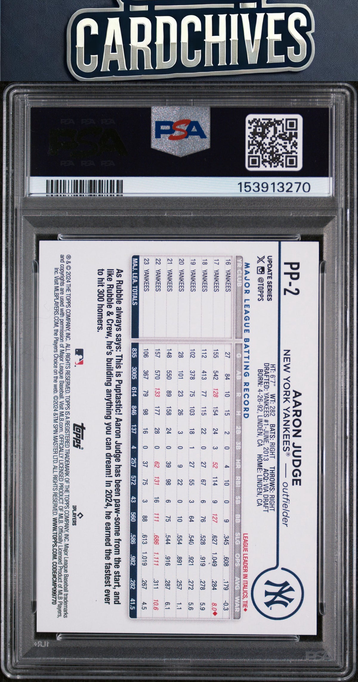 Aaron Judge 2024 Topps Update #PP-2 Paw Patrol Aaron Judge PSA NM