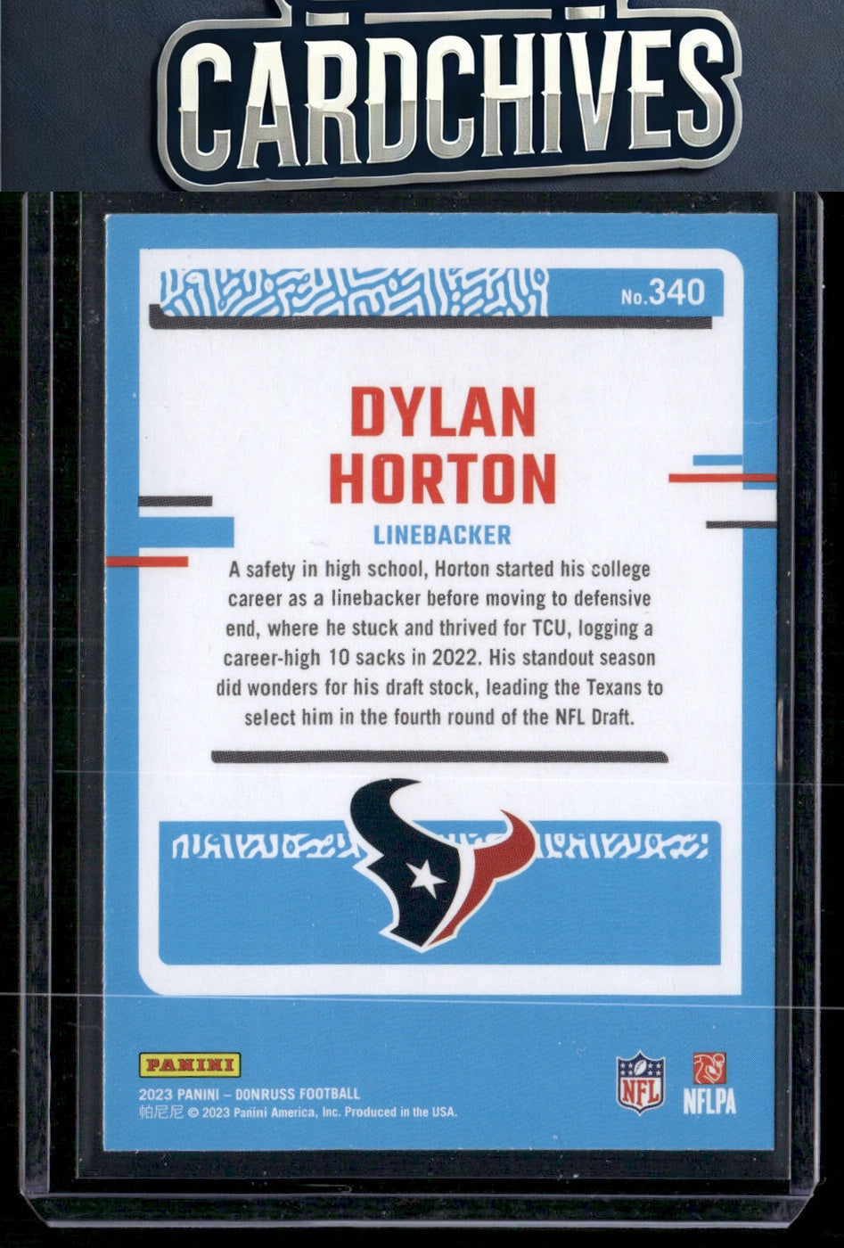 Dylan Horton 2023 Donruss #340 Rookie RC