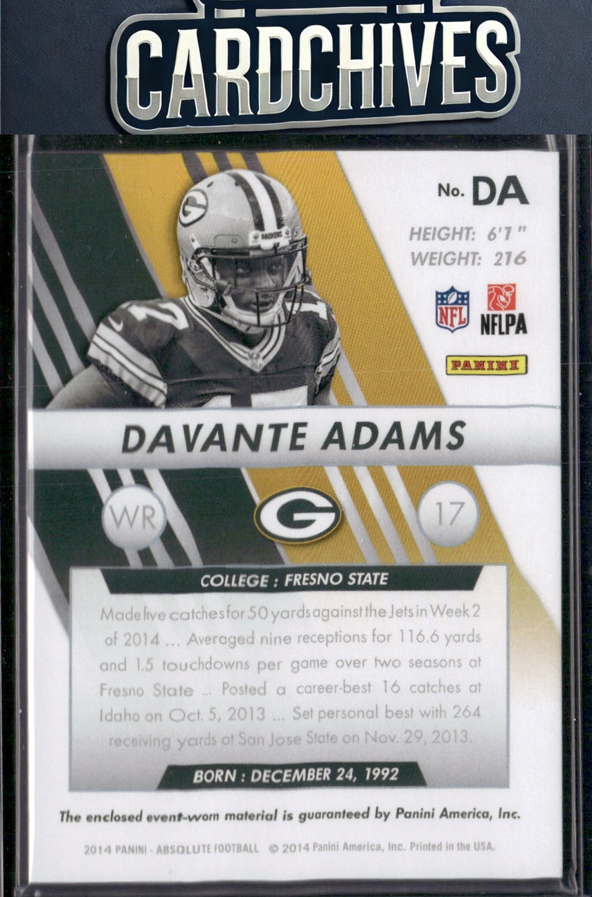 Davante Adams 2014 Panini Absolute - Rookie Jersey Collection #DA MEM