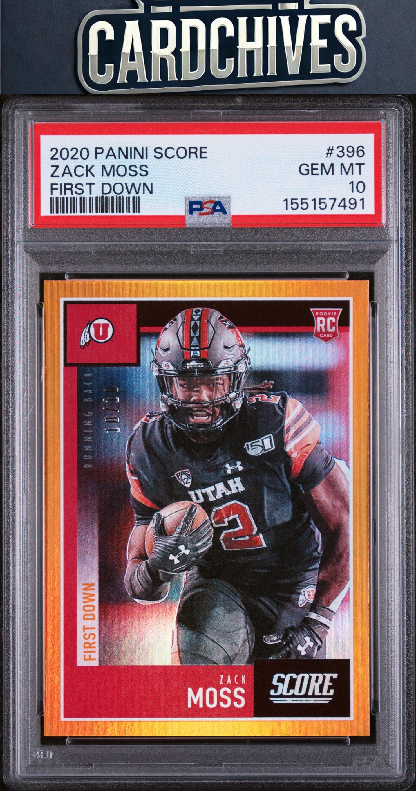 Zack Moss 2020 Score #396 First Down #/10 PSA 10 GEM MT