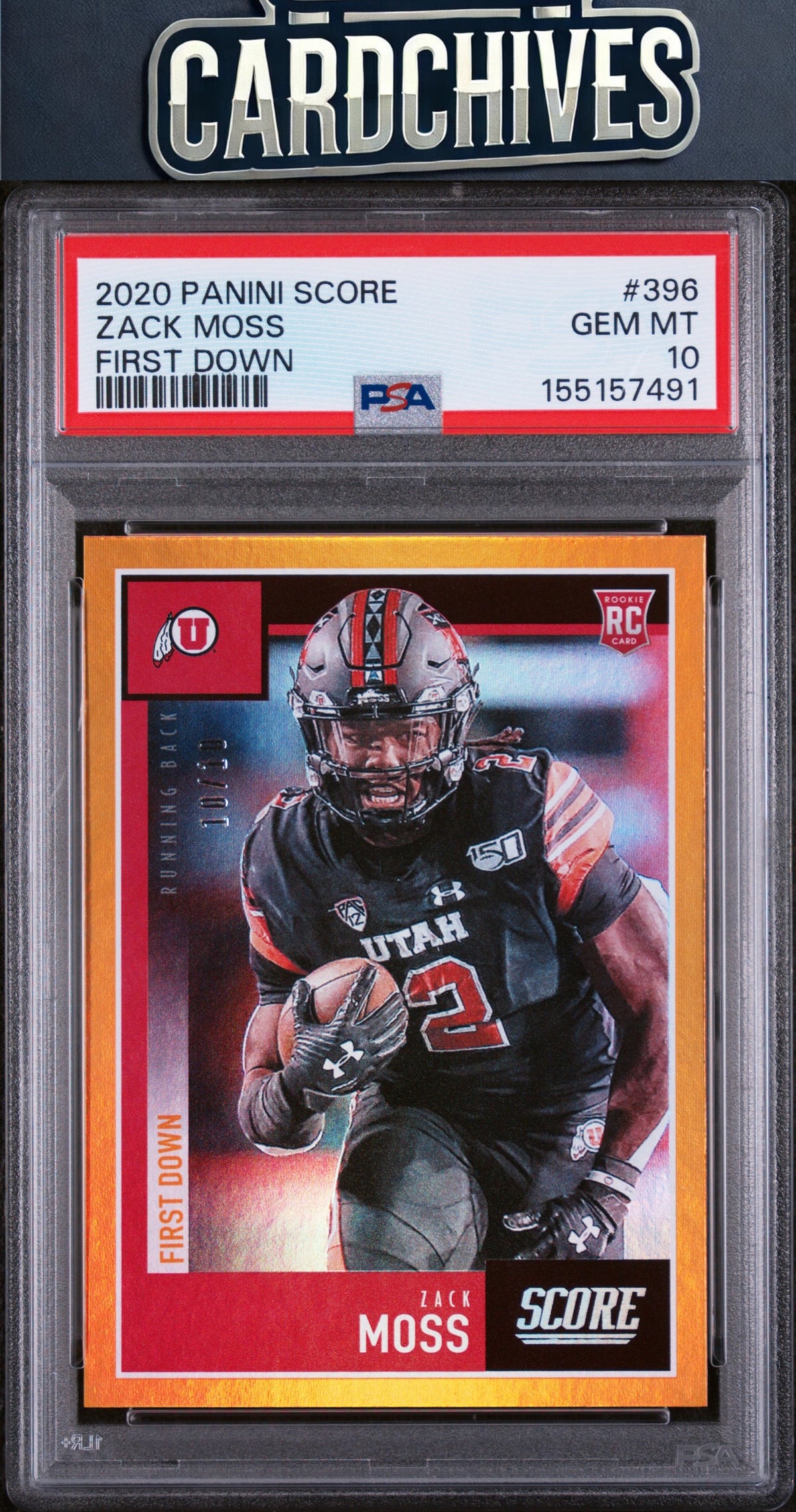 Zack Moss 2020 Score #396 First Down #/10 PSA 10 GEM MT