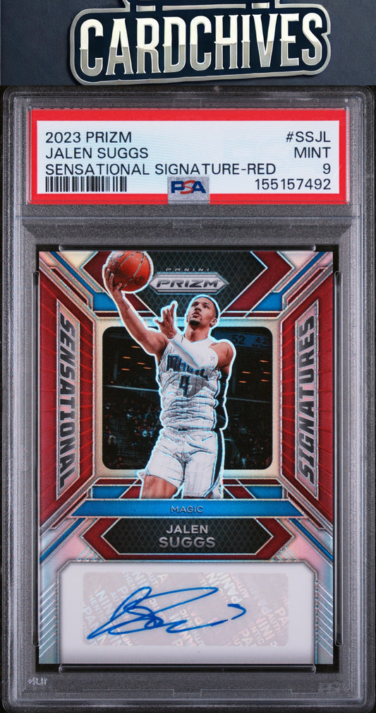 Jalen Suggs 2023-24 Prizm #SS-JL Sensational Signatures Prizms Red /99 PSA 9