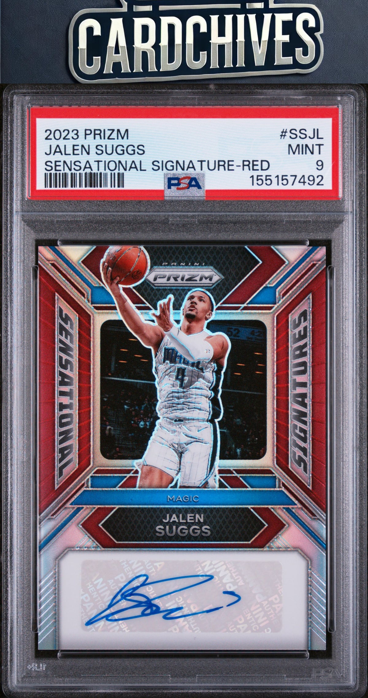 Jalen Suggs 2023-24 Prizm #SS-JL Sensational Signatures Prizms Red /99 PSA 9