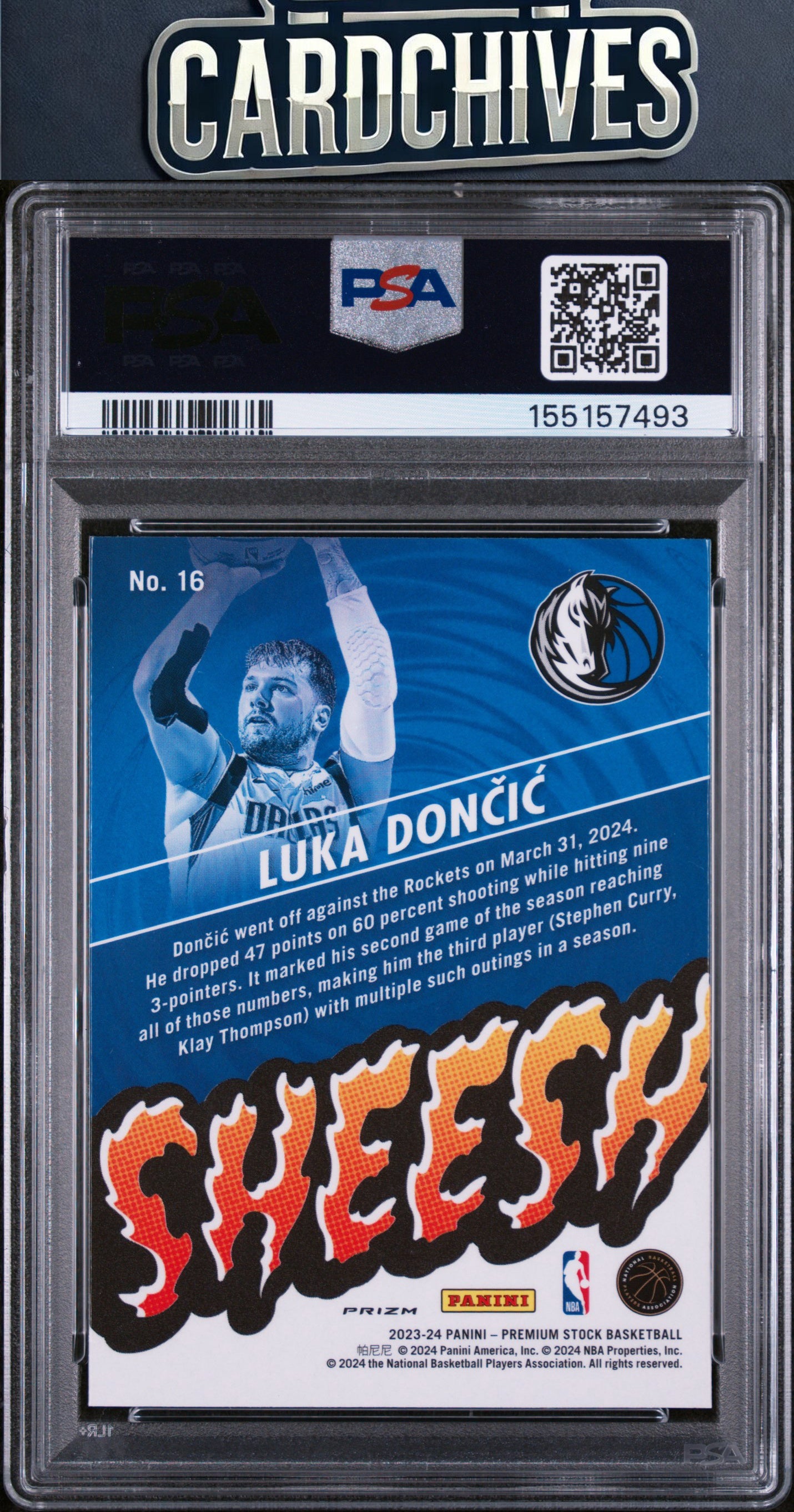 Luka Doncic 2023-24 Hoops Premium Stock #16 Sheesh Silver Prizm PSA 10 GEM MT
