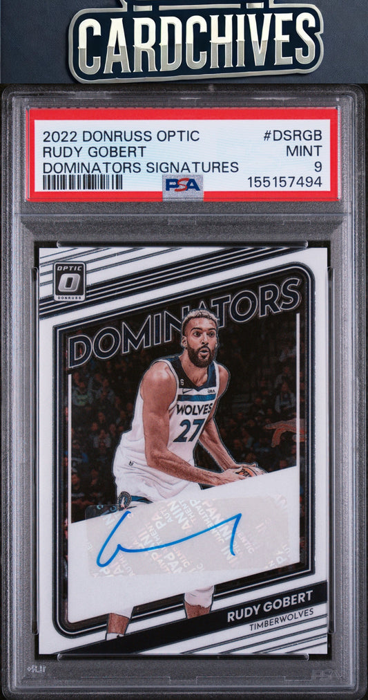 Rudy Gobert 2022-23 Optic #DS-RGB Dominators Signatures #/99 PSA 9