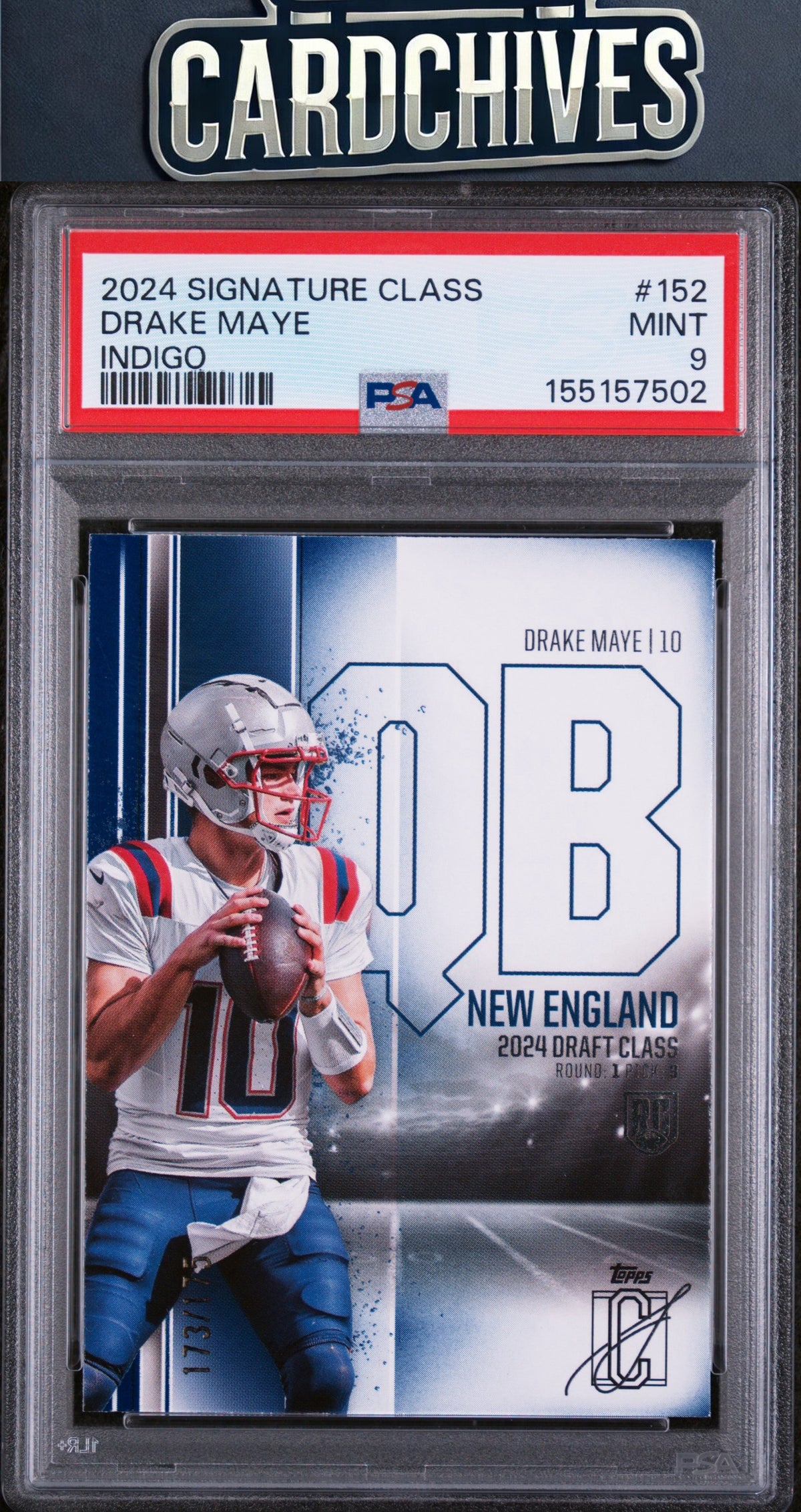 Drake Maye 2024 Topps Signature Class #152 Indigo #/175 PSA 9 MINT