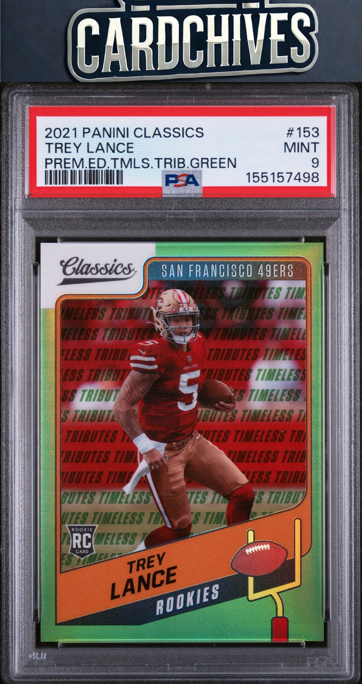 Trey Lance 2021 Panini Classics #153 Premium Timeless Tributes Green #/20 PSA 9