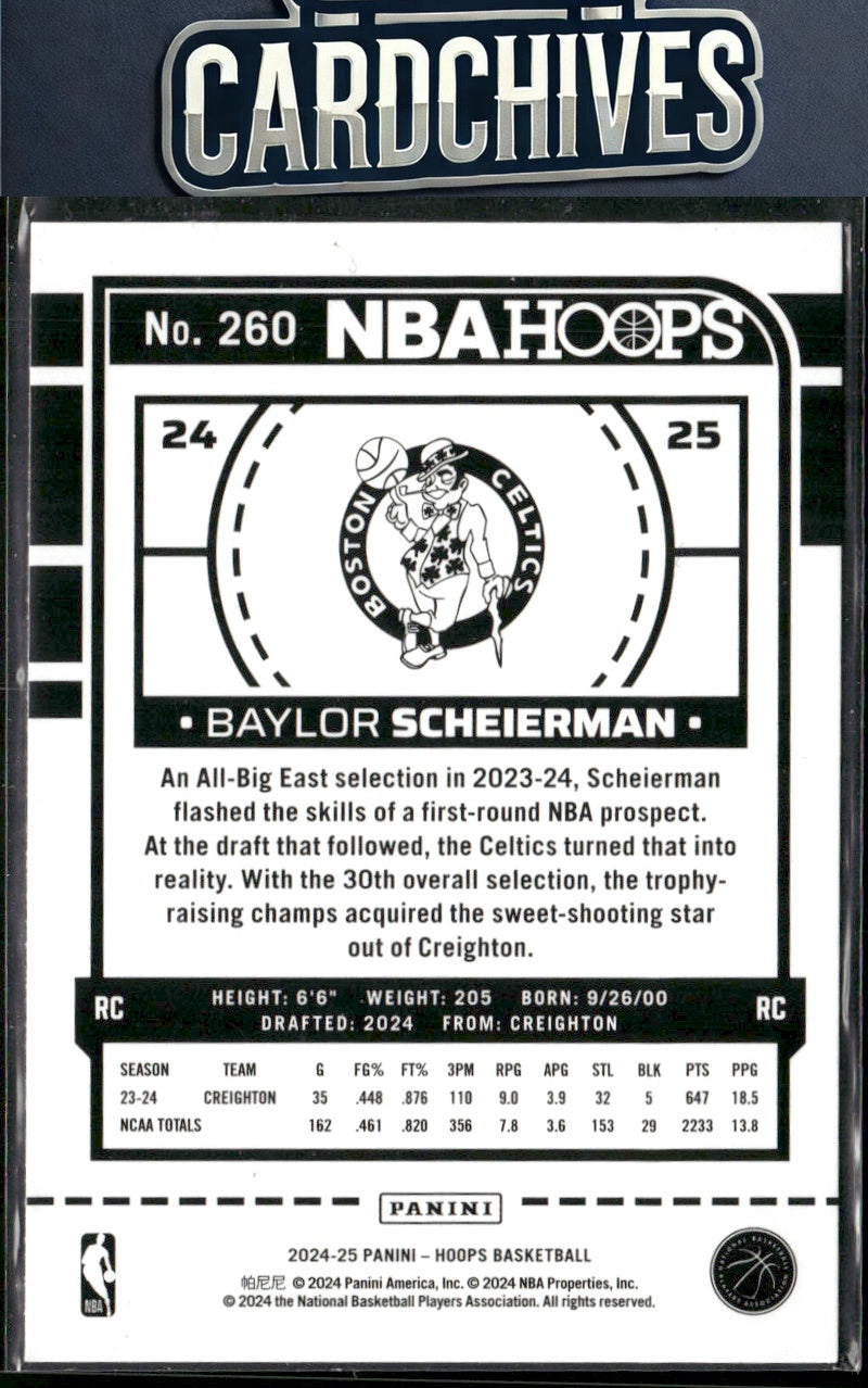 Baylor Scheierman 2024-25 Hoops #260 Blue Rookie RC