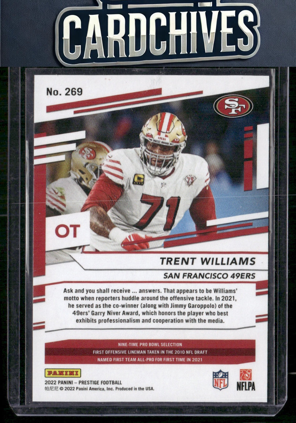 Trent Williams 2022 Panini Prestige #269 Xtra Points Premium Red #/449 SN