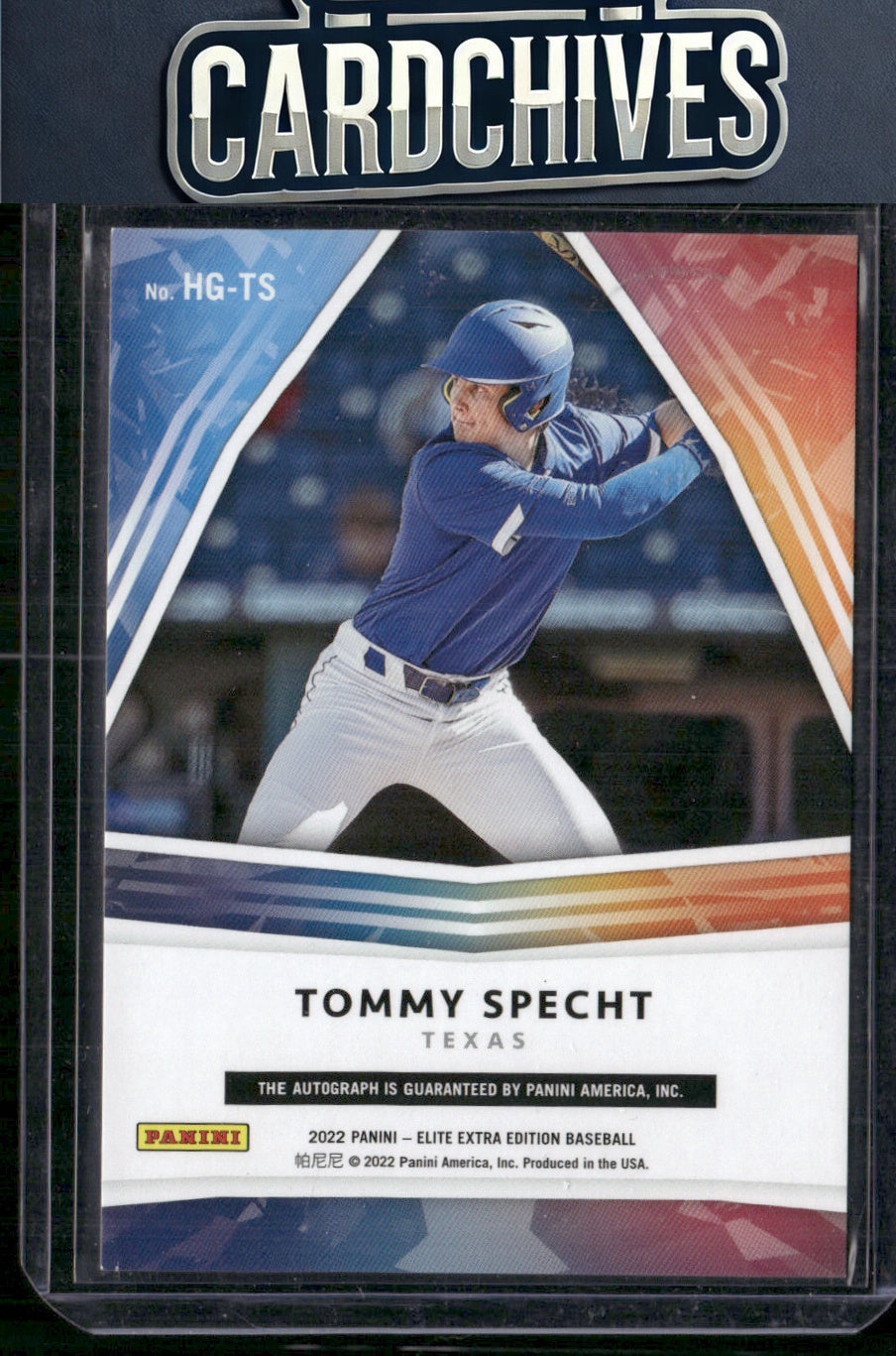 Tommy Specht 2022 Elite Extra Edition #HG-TS Hidden Gems Signatures Black Auto
